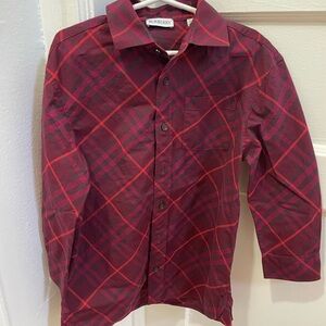 Burberry Boys Burgundy and Red Check Shirt